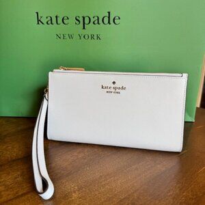 Kate Spade Madison Double Zip Saffiano Leather Wristlet Clutch Meringue KC588